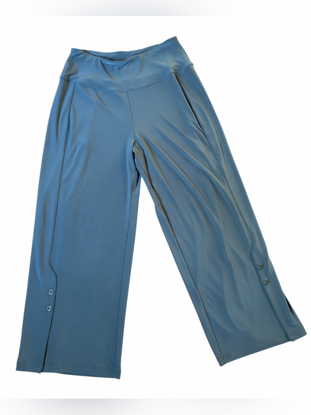Sympli Wide Leg Cocktail Pants Size 8 Dark Teal Pull On Stretch Jersey EUC